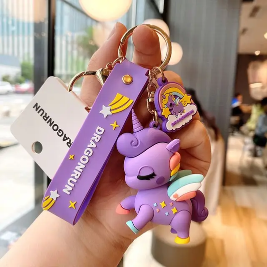 Magical Unicorn 3D Rubber Keychain with Strap