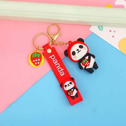 Fruitilious Panda Rubber Keychain with Strap and Hook