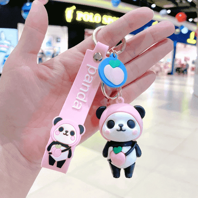 Fruitilious Panda Rubber Keychain with Strap and Hook