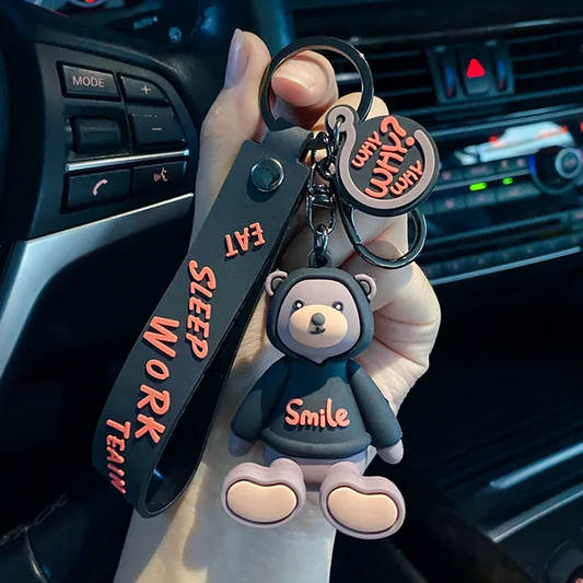 Teddy Bear in a Hoodie 3D Silicon Keychain