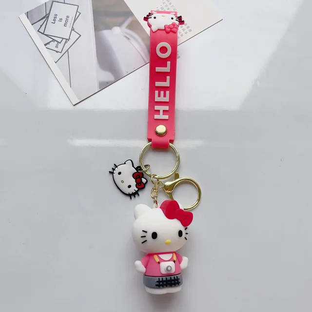 Hello Kitty Rubber Keychain with Hook, Strap and Kitty Charm