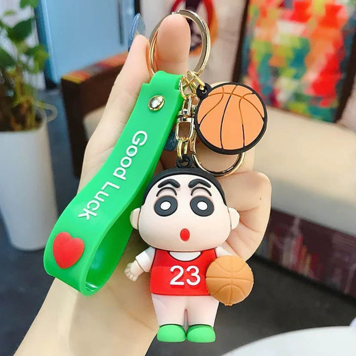Shinchan with Basket Ball Keychain (3D) with Bag Charm and Strap