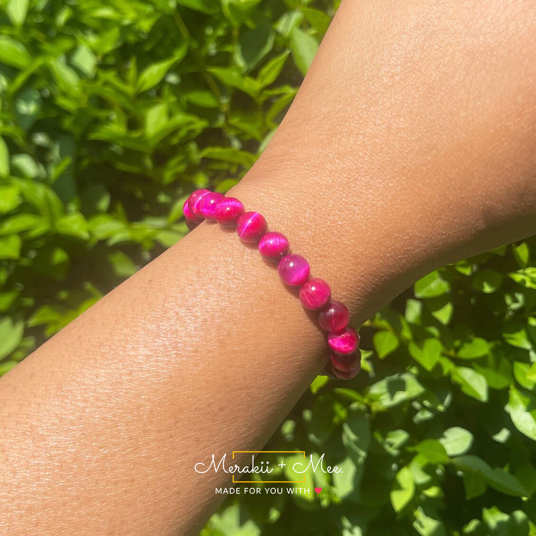 Pink Tiger's Eye Stone Bracelet