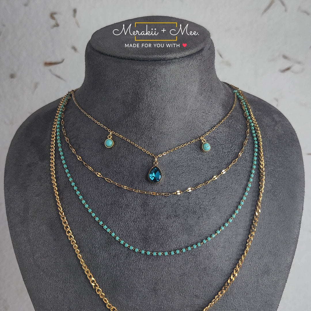 Turquoise 4 Layered Chain Necklace