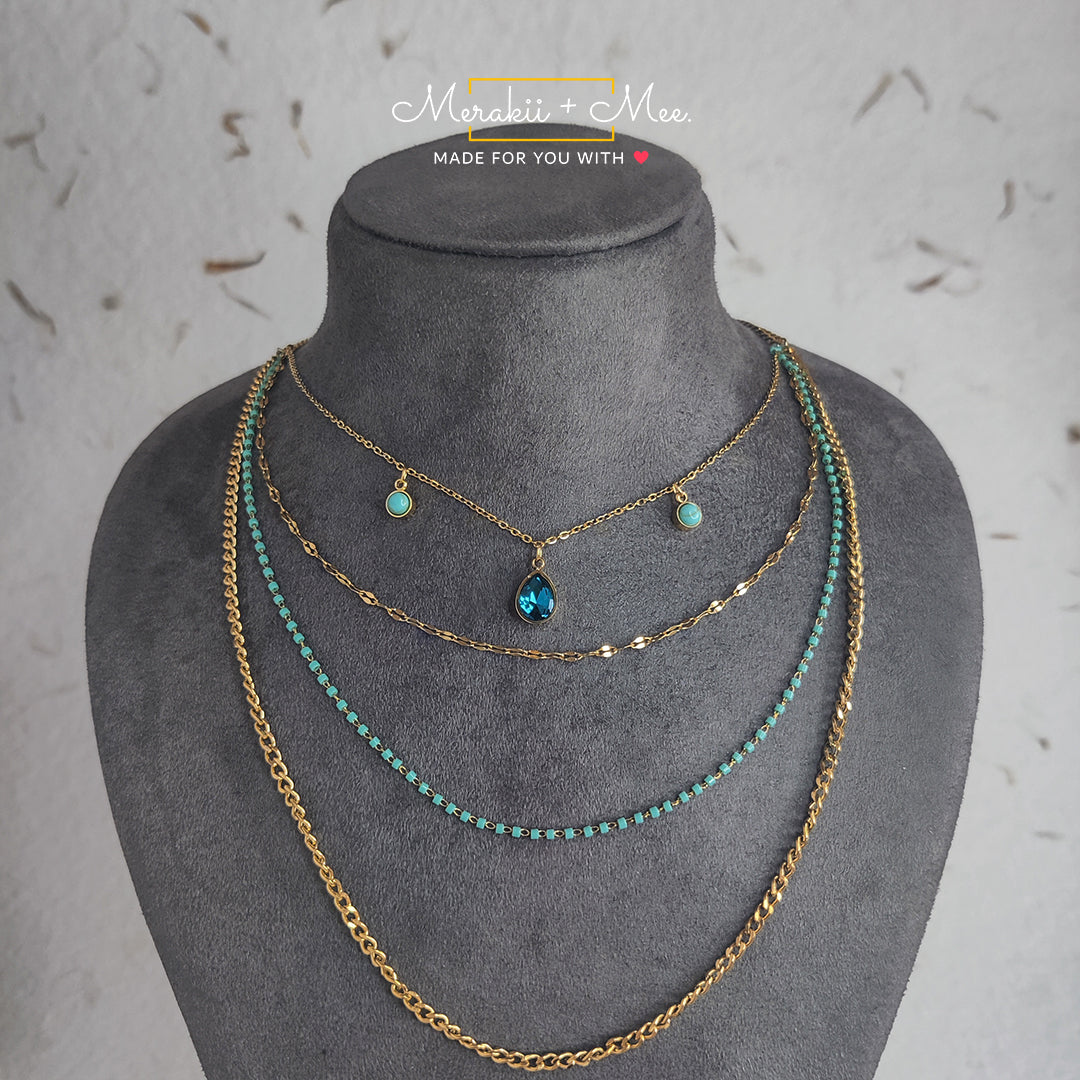 Turquoise 4 Layered Chain Necklace