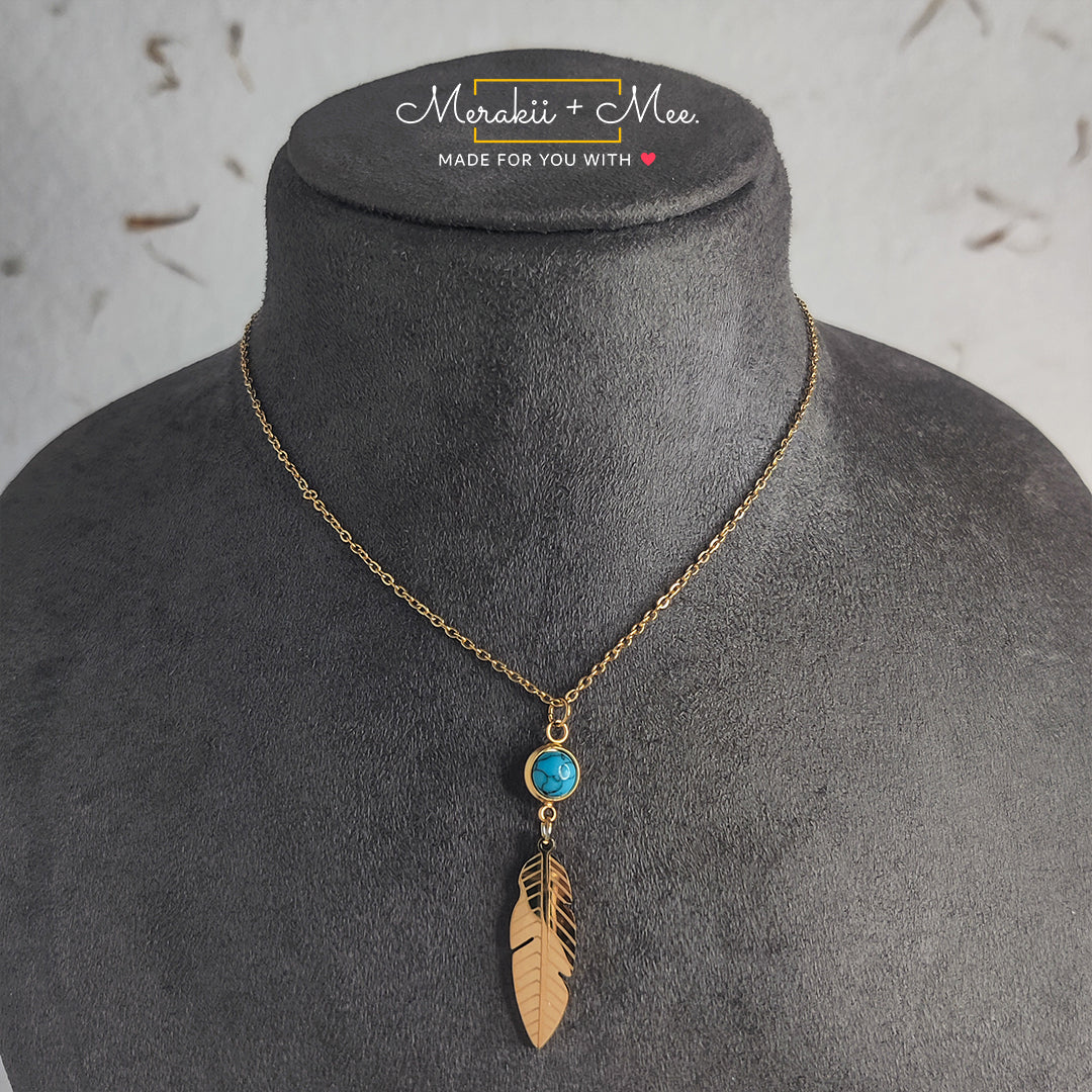 Turquoise Feather Necklace Turquoise Oasis Feather