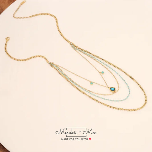 Turquoise 4 Layered Chain Necklace