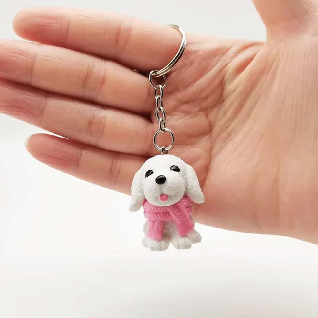 Adorable Poodle Dog 3D Keychain (Pack of 2)