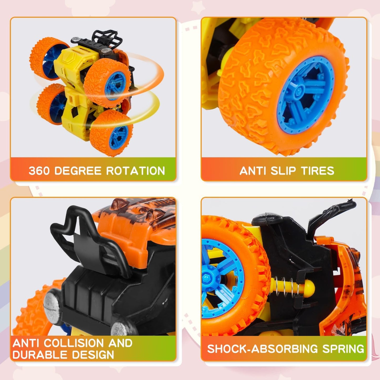 Monster Quad Bike Toy and Keychain for Kids – Friction Power Stunt Vehicle