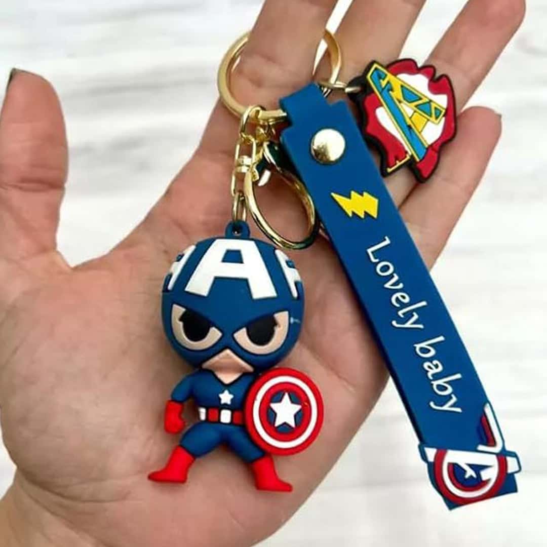 Marvel's Captain America 3D Rubber Keychains with Strap