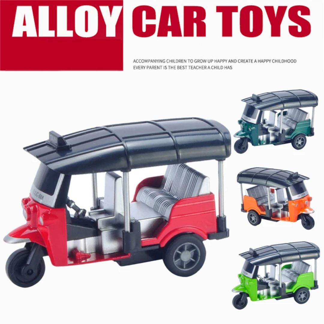 Classic Three-Wheeler Tuk-Tuk Auto Rickshaw Push-back Toy Keychain