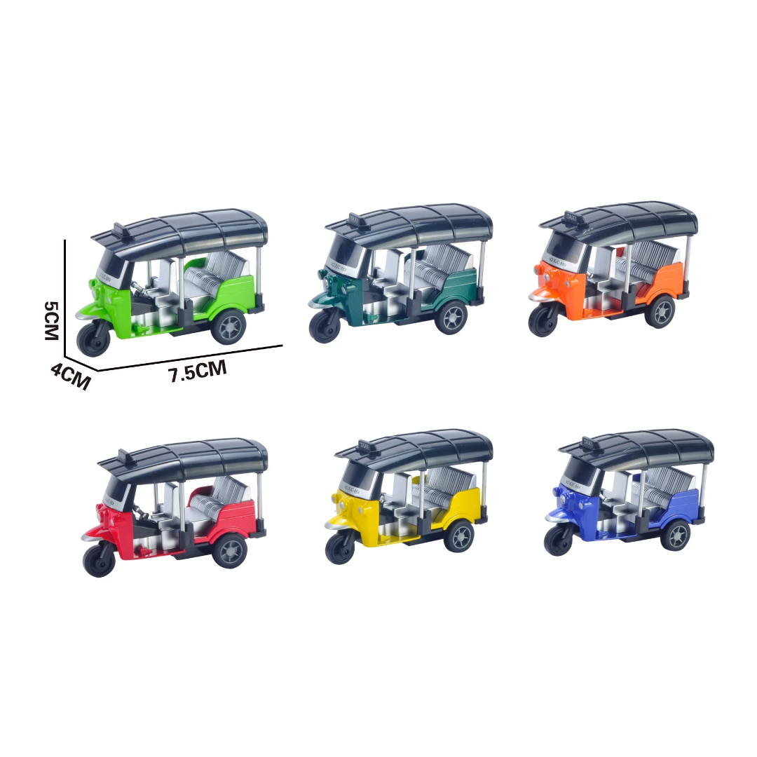Classic Three-Wheeler Tuk-Tuk Auto Rickshaw Push-back Toy Keychain