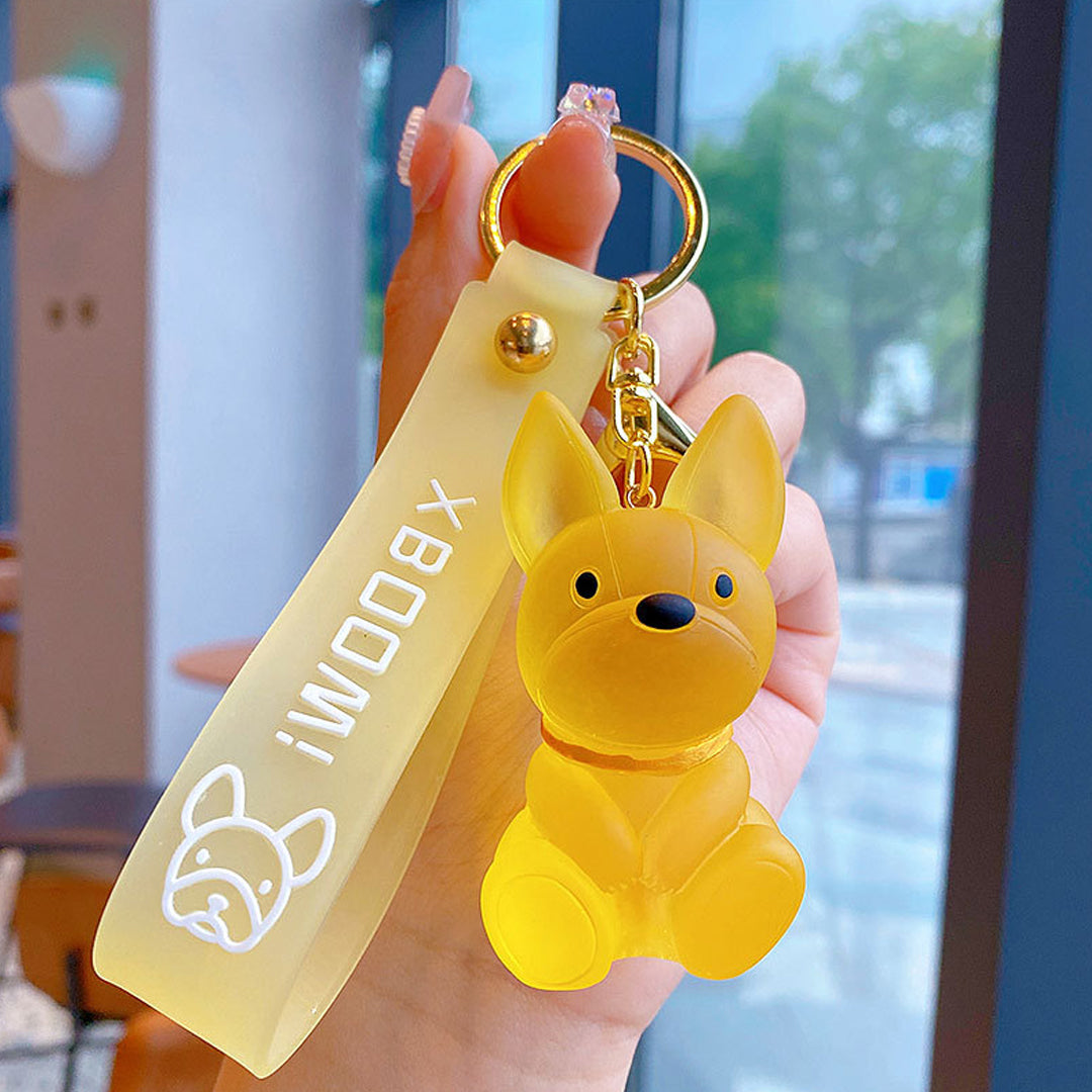 Frosted Resin Cute Dog Keychain - A Loyal Companion with a Stylish Strap