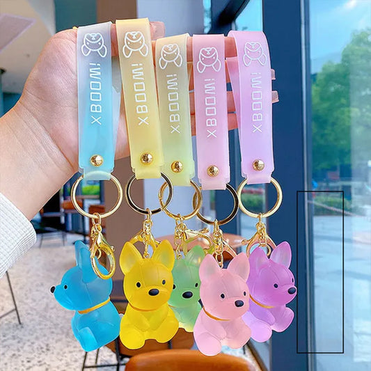 Frosted Resin Cute Dog Keychain - A Loyal Companion with a Stylish Strap