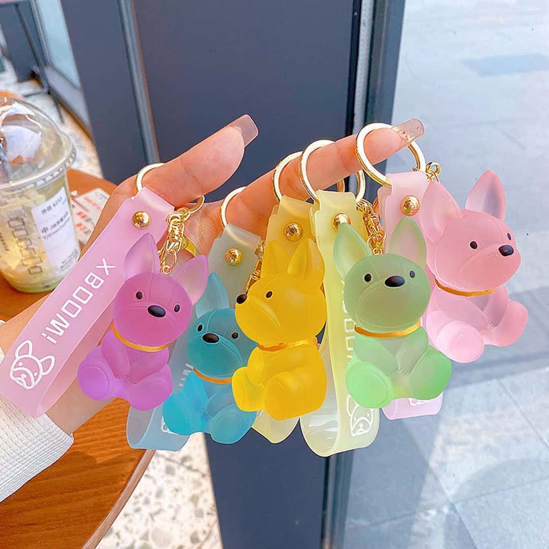 Frosted Resin Cute Dog Keychain - A Loyal Companion with a Stylish Strap