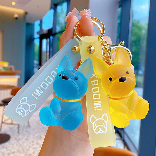 Frosted Resin Cute Dog Keychain - A Loyal Companion with a Stylish Strap