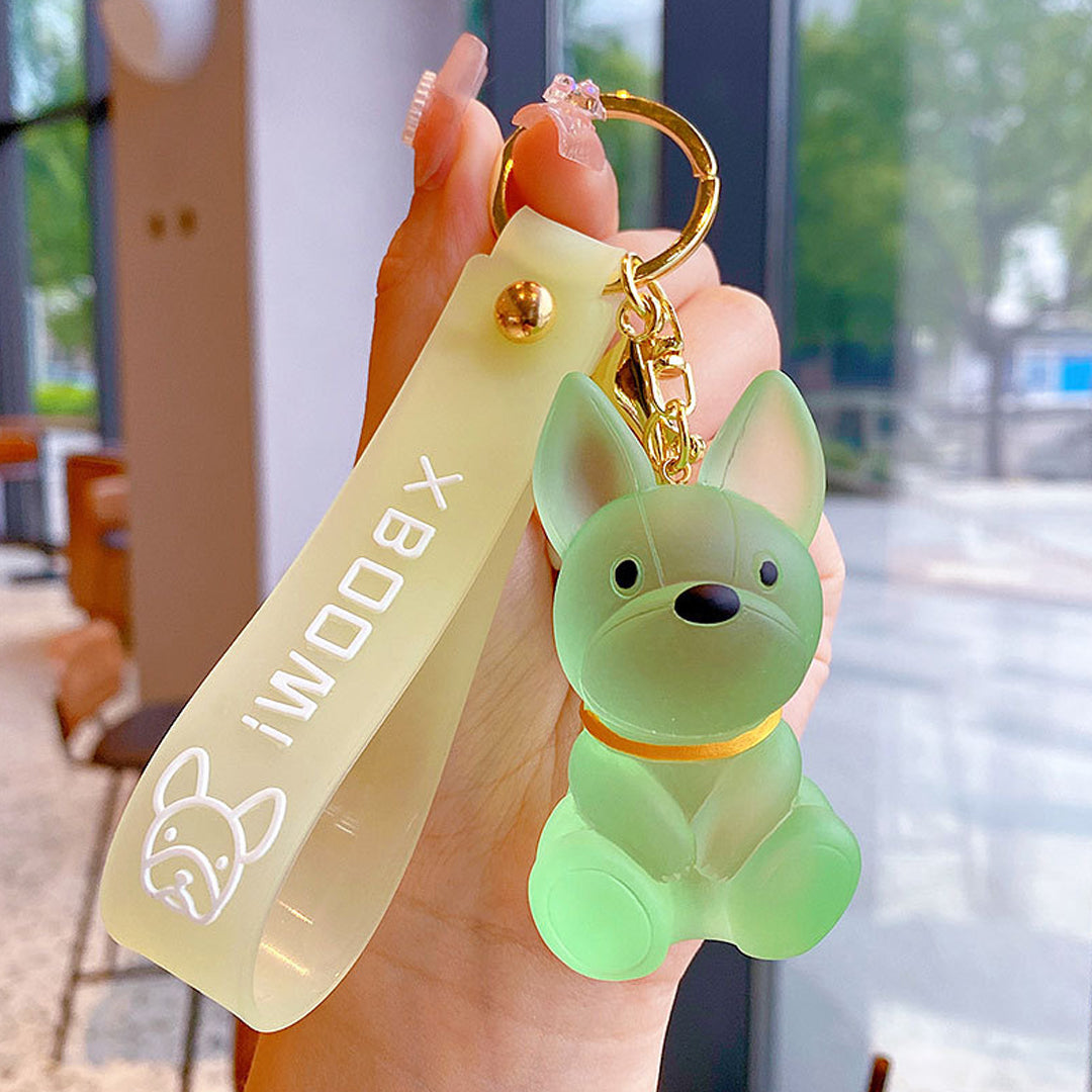 Frosted Resin Cute Dog Keychain - A Loyal Companion with a Stylish Strap