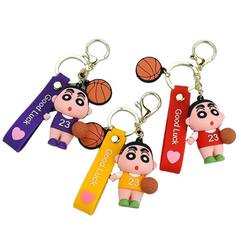 Shinchan with Basket Ball Keychain (3D) with Bag Charm and Strap