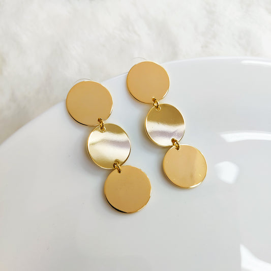 Golden Disc Hanging Earrings