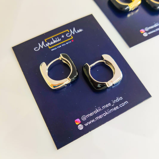 Dual Tone Square Hoops