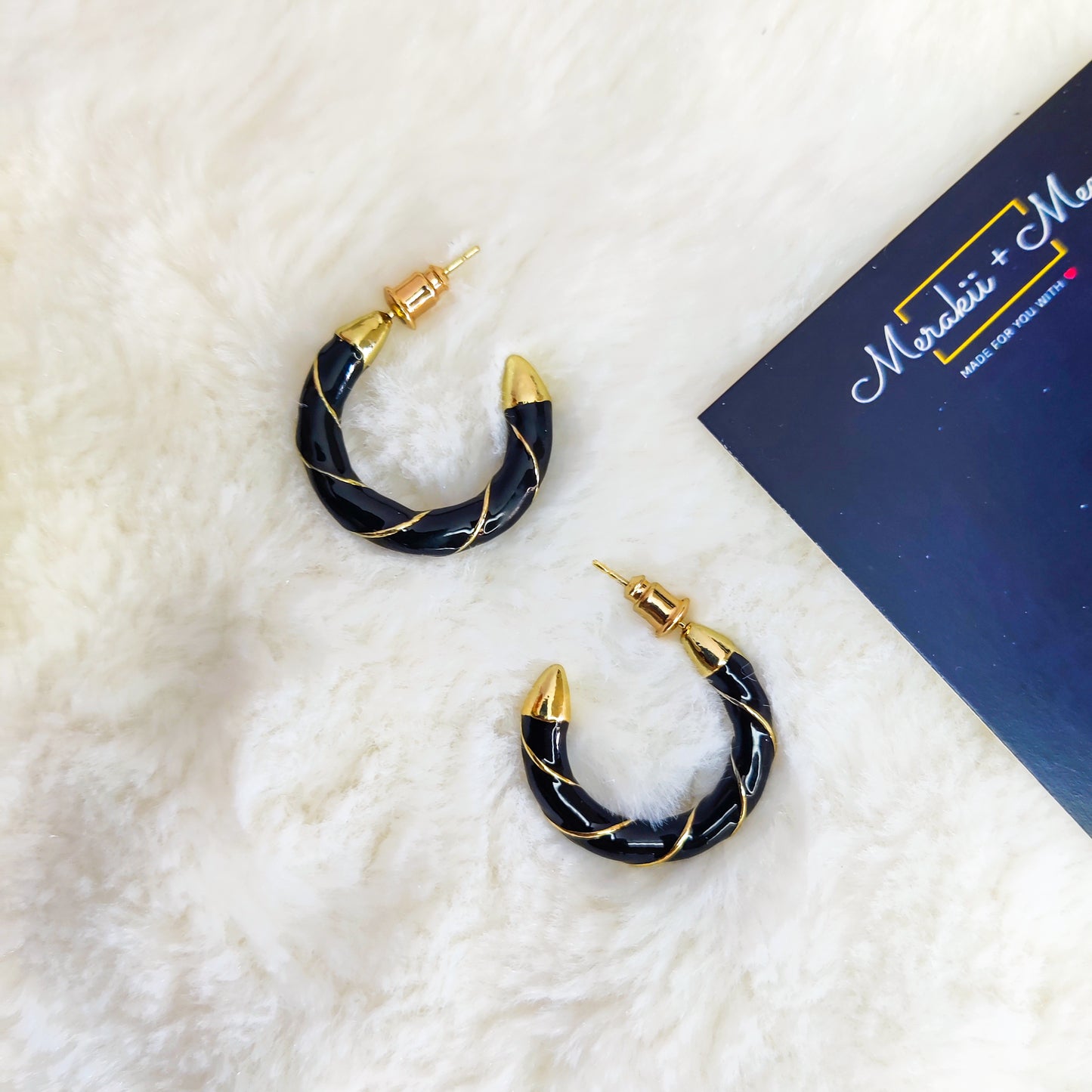 Twist of Black & Gold Hoops