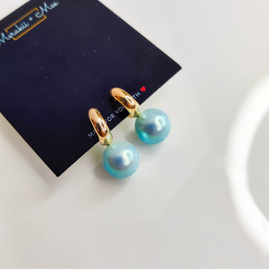 Classic Blue Pearl Drop Earrings