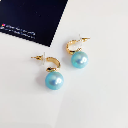 Classic Blue Pearl Drop Earrings