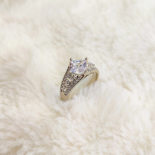 Sparkling Square-Cut Diamond Ring