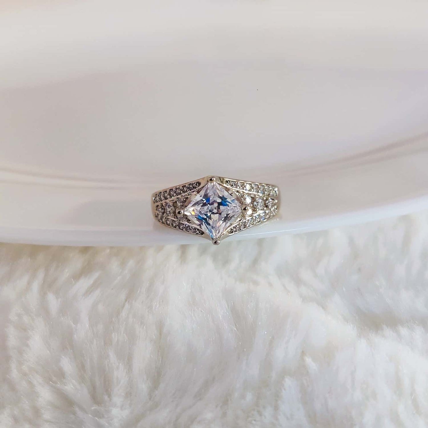 Sparkling Square-Cut Diamond Ring