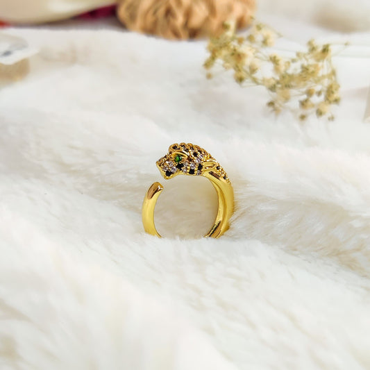 Luxe Leopard Gold & Gemstone Ring