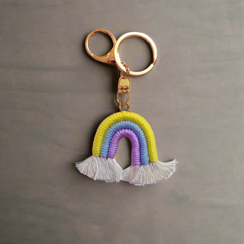 Mini Macrame Rainbow Keychain