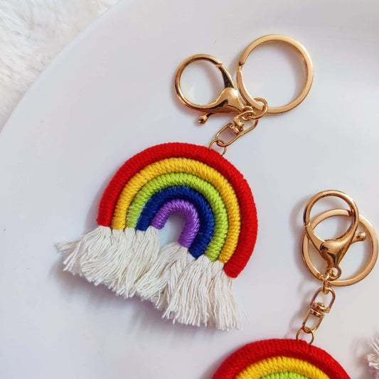 Handmade Medium Macrame Rainbow Keychain (1 pc)