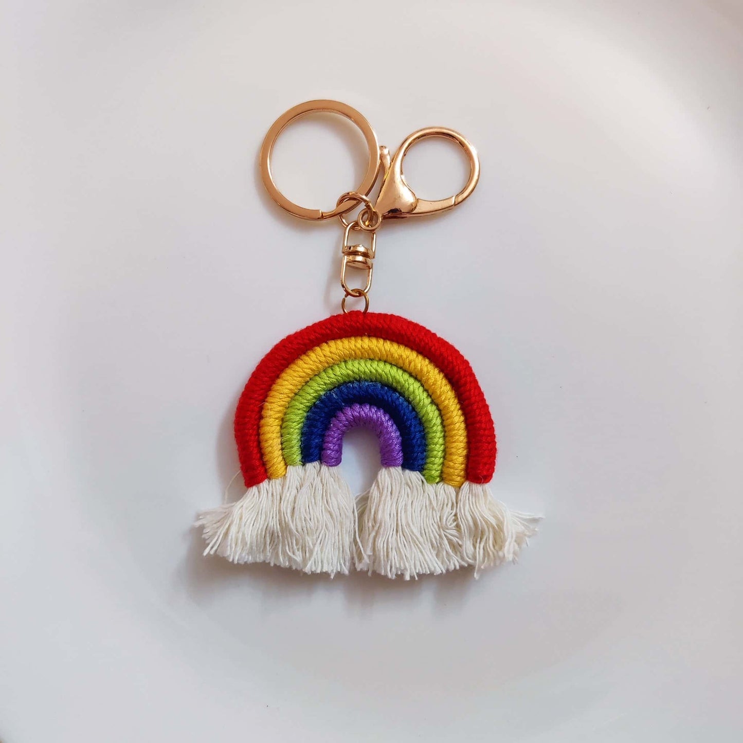 Handmade Medium Macrame Rainbow Keychain (1 pc)