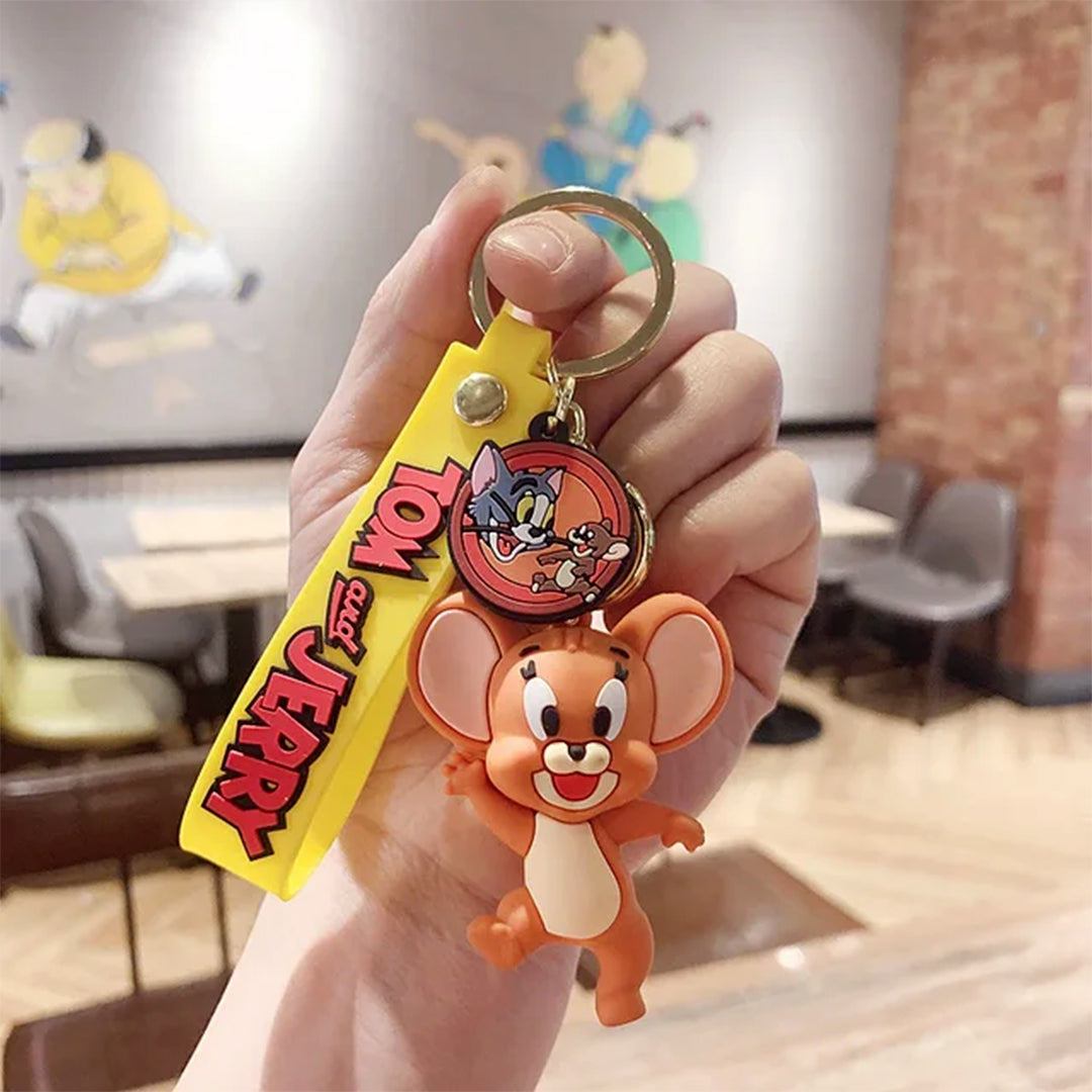 Cute Jerry 3D Keychain with Strap Charm & Hook | Adorable Cartoon Character