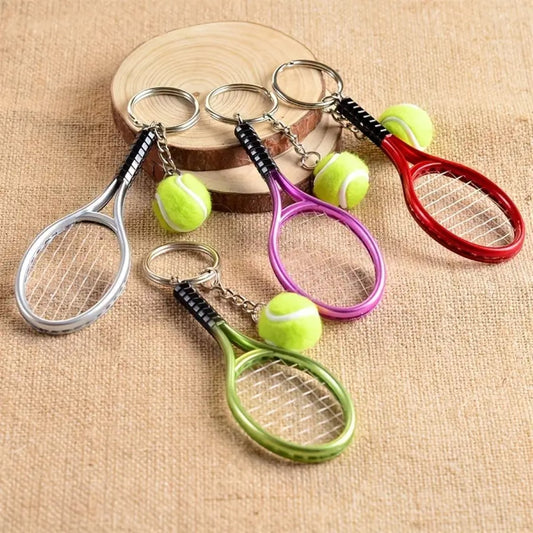 Mini Tennis Racket and Ball Keychain