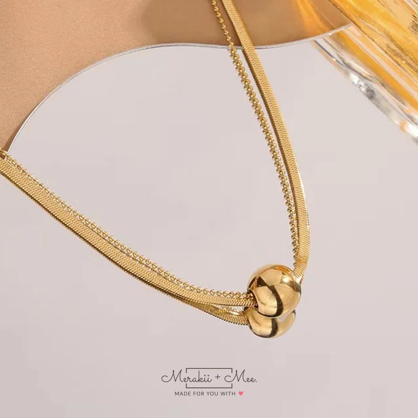 Stone Gold Field Minimalist Ball Pendant