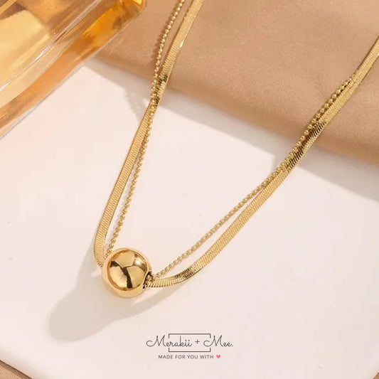 Stone Gold Field Minimalist Ball Pendant