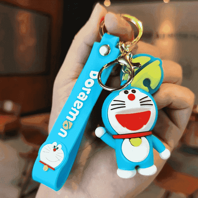 Playful Doraemon Rubber Keyring
