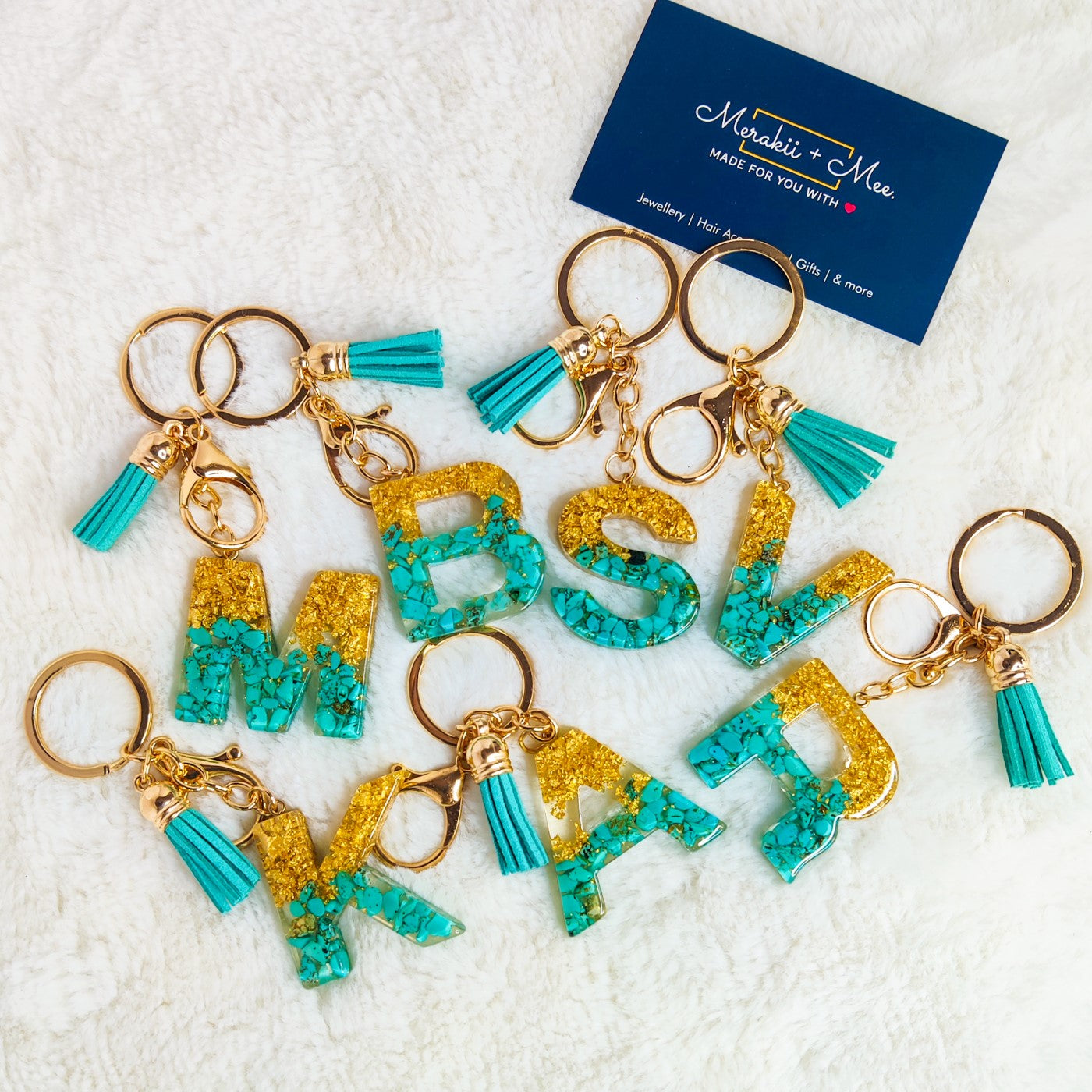 Tassel Letter Resin Keyring Premium Resin Art Initial Letter