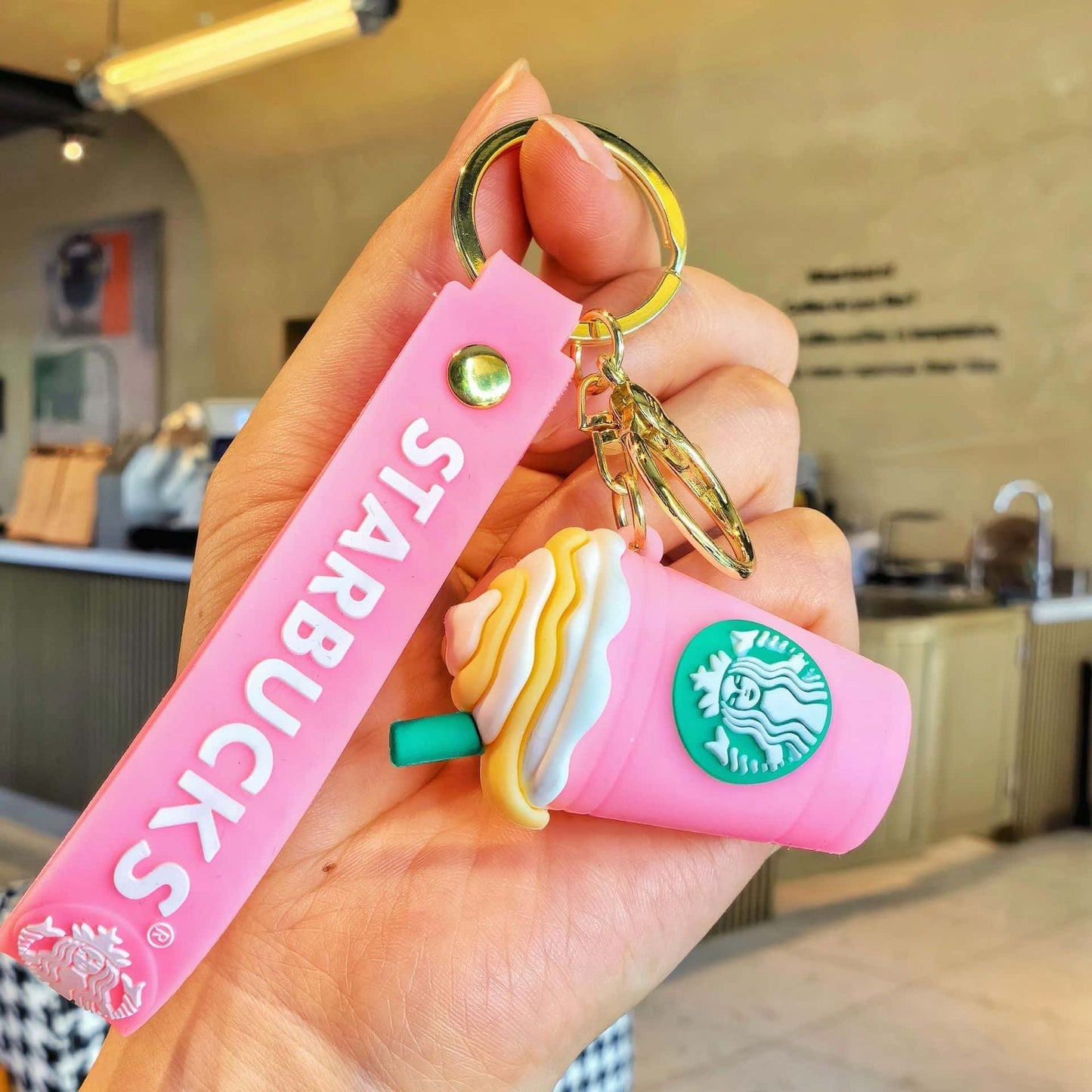 Starbucks Coffee Sipper and Glass Keychain