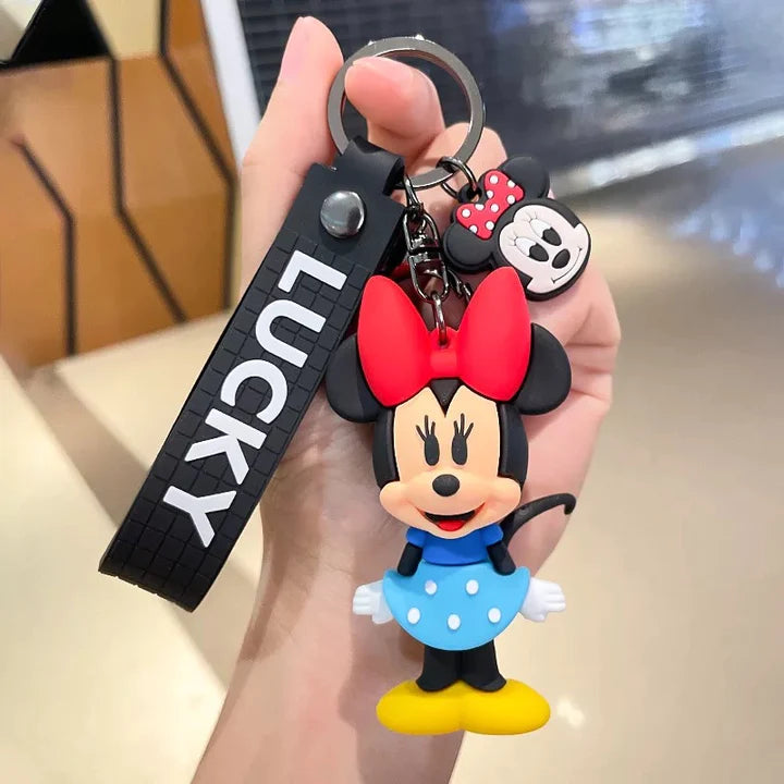 Mickey & Minnie 3D Rubber Keychain with Hook and Strap