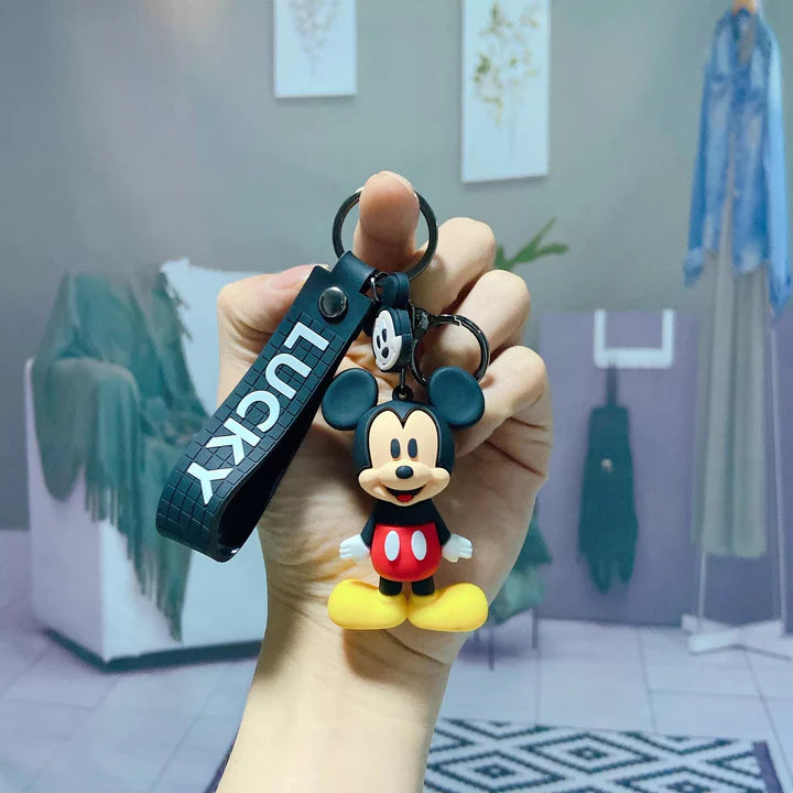 Mickey & Minnie 3D Rubber Keychain with Hook and Strap