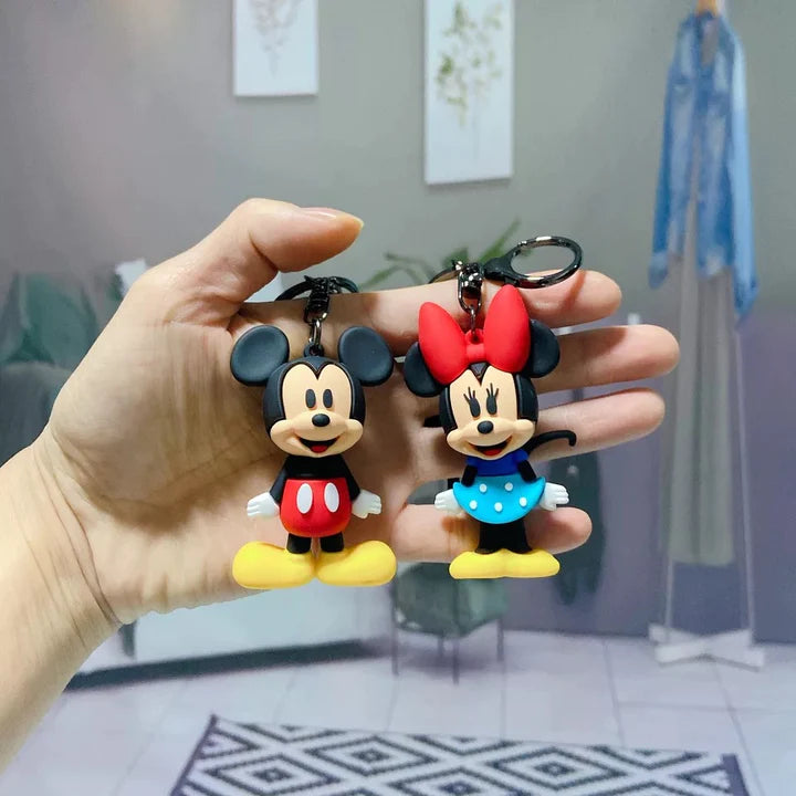 Mickey & Minnie 3D Rubber Keychain with Hook and Strap