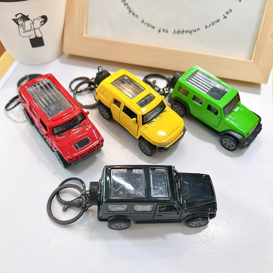 Mini Hummer-Style Pushback Toy Car Keychain