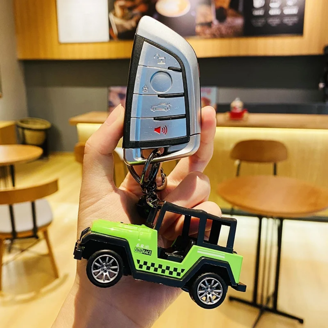 Mini Die-Cast Push-back Off-Road Jeep Keyring with Hook
