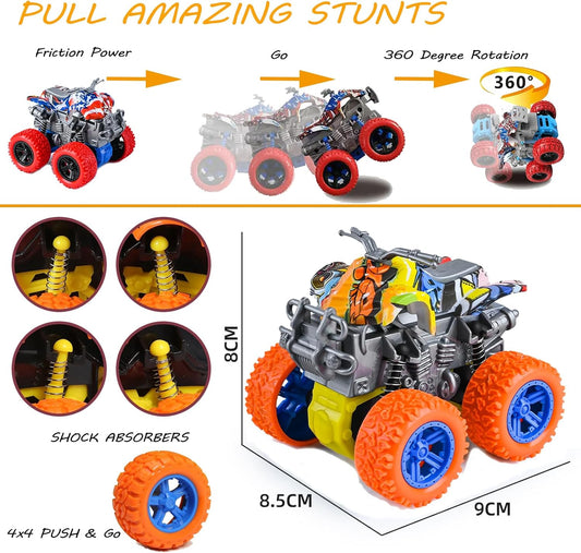 Monster Quad Bike Toy and Keychain for Kids – Friction Power Stunt Vehicle