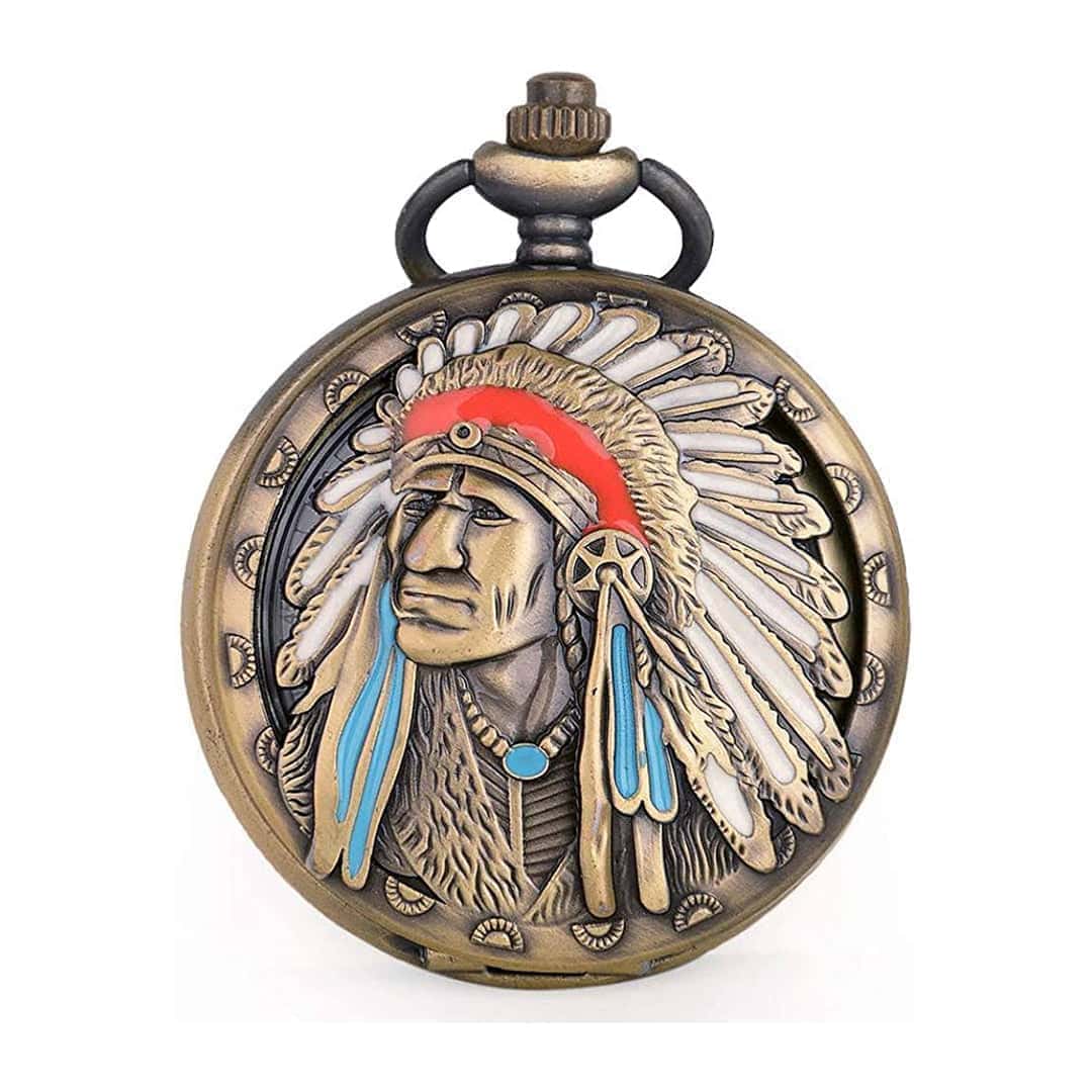 Native Indian Tribes Antique Pocket Watch Keychain: A Tribute to Cultural Heritage