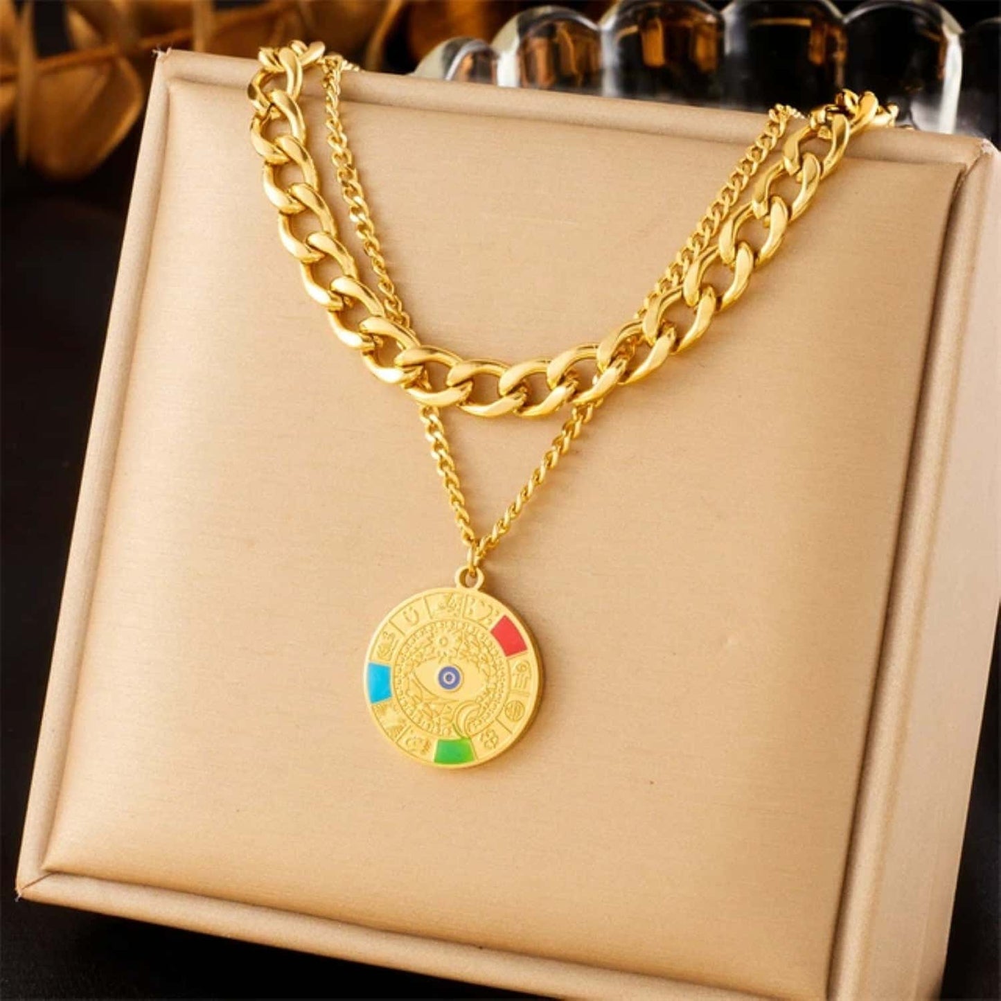 Allika Evil Eye Layered Necklace