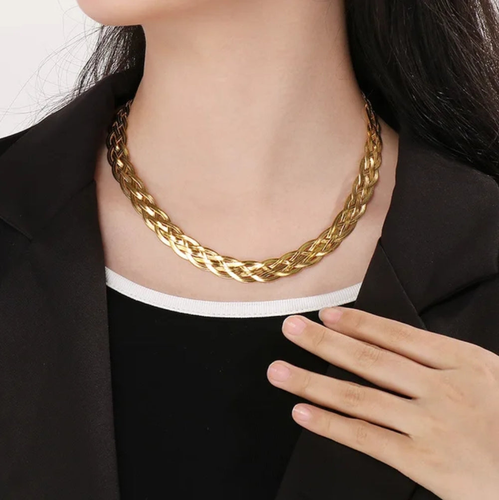 Gold Braided Chain Necklace for Women | Chunky Statement Jewelry