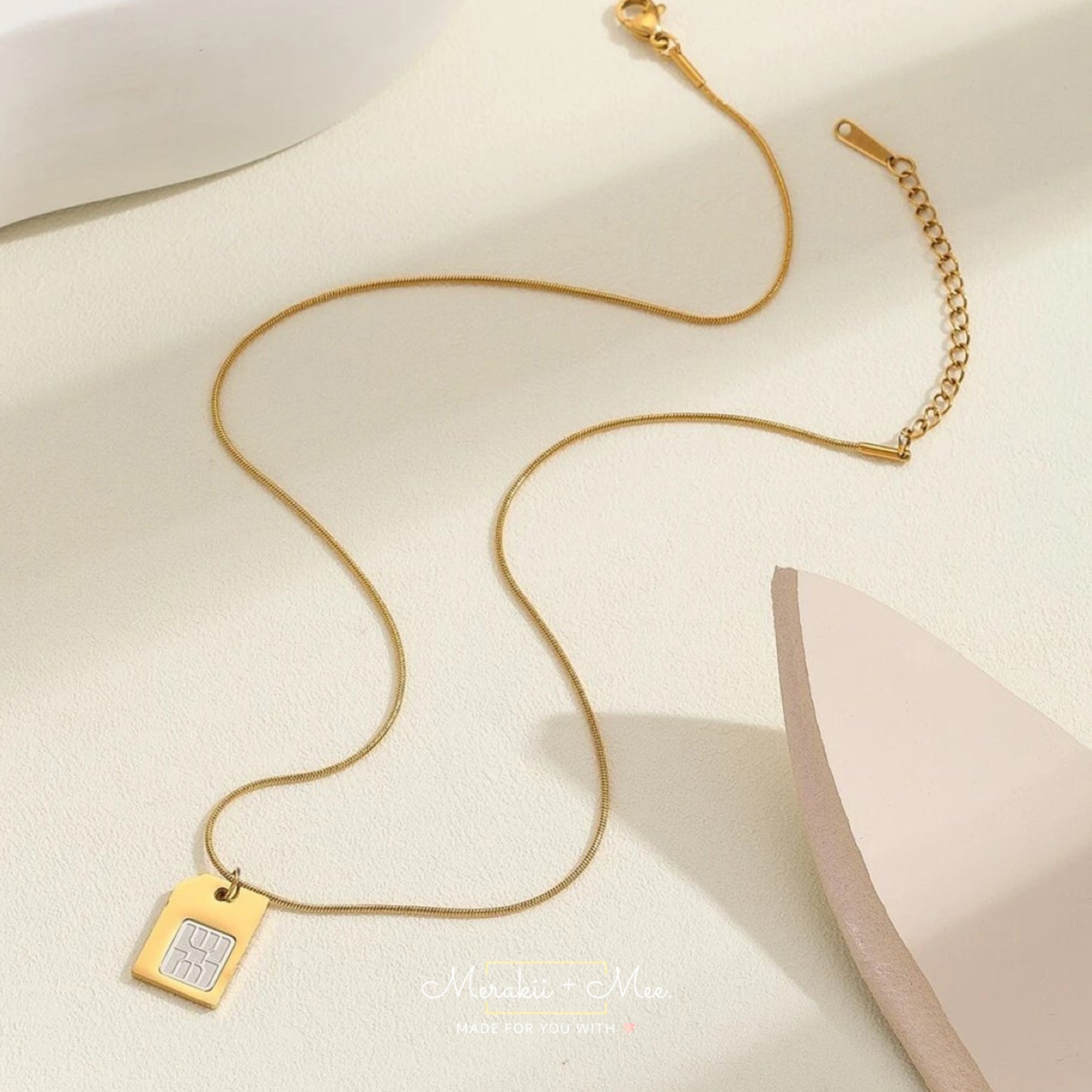 Simcard Gold Pendant Necklace